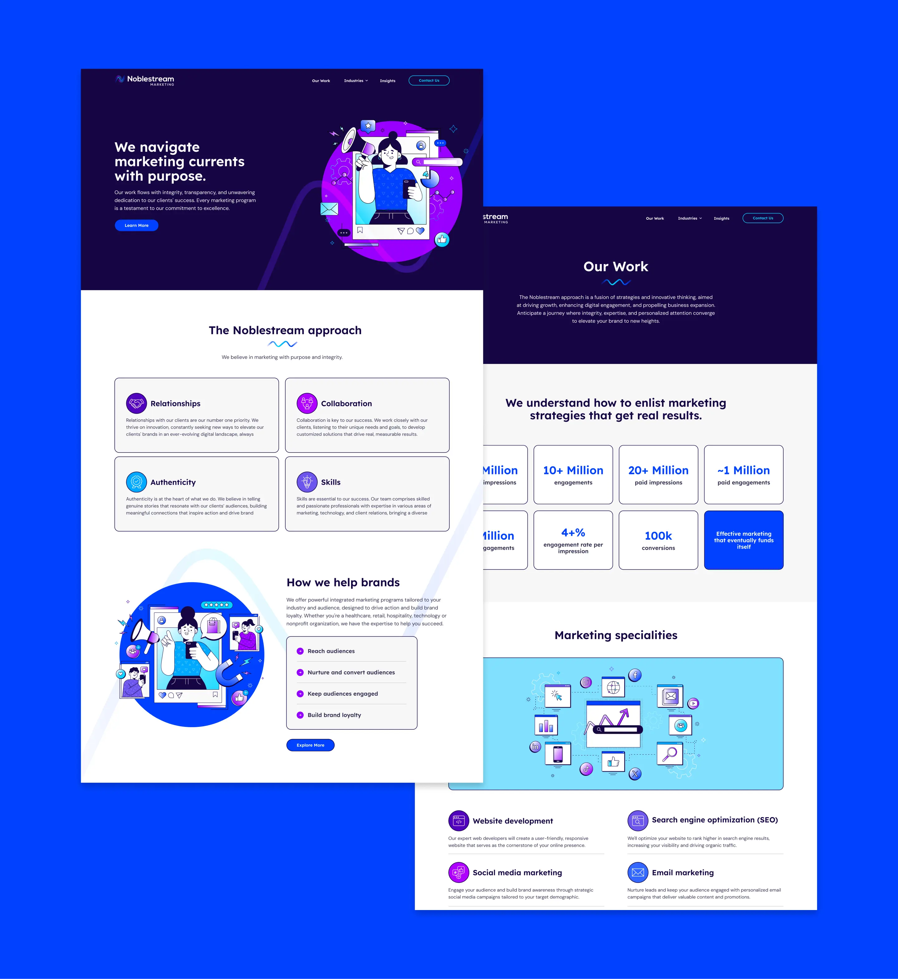 Noblestream website designs