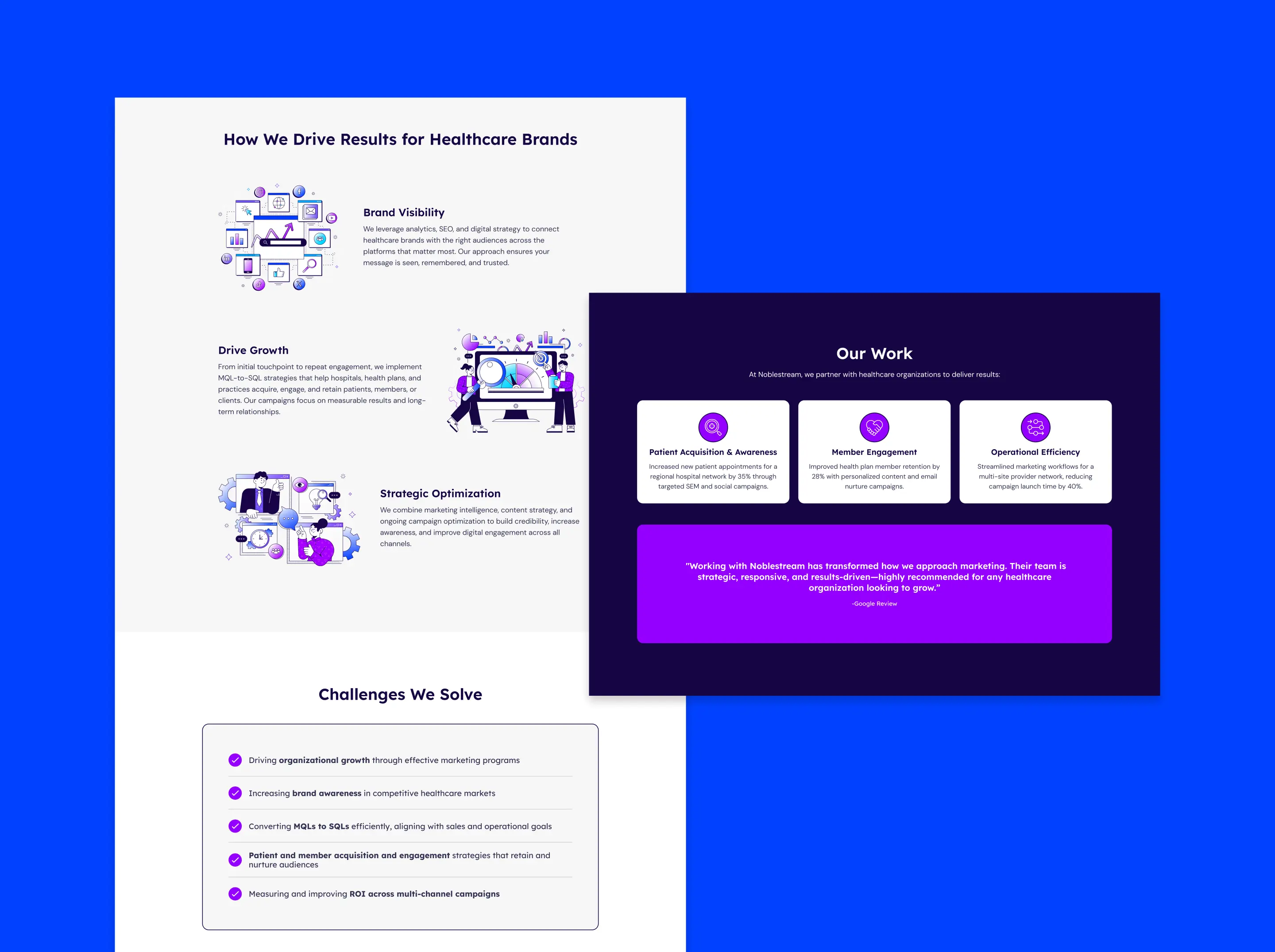 Noblestream website designs