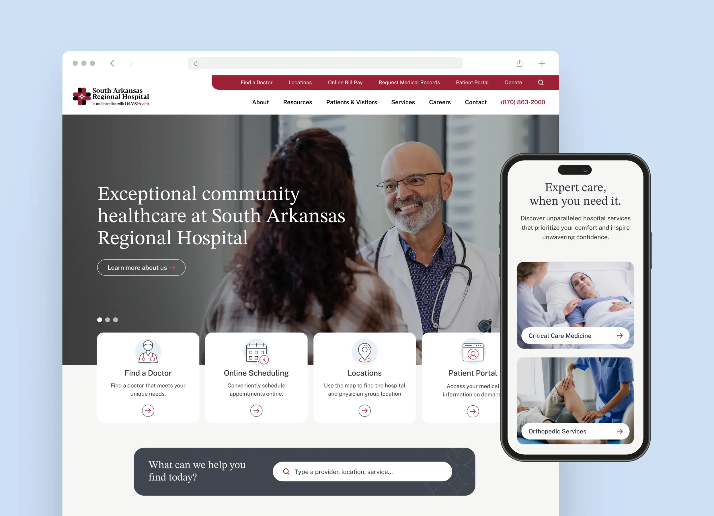 South Arkansas Regional Hospital web designs
