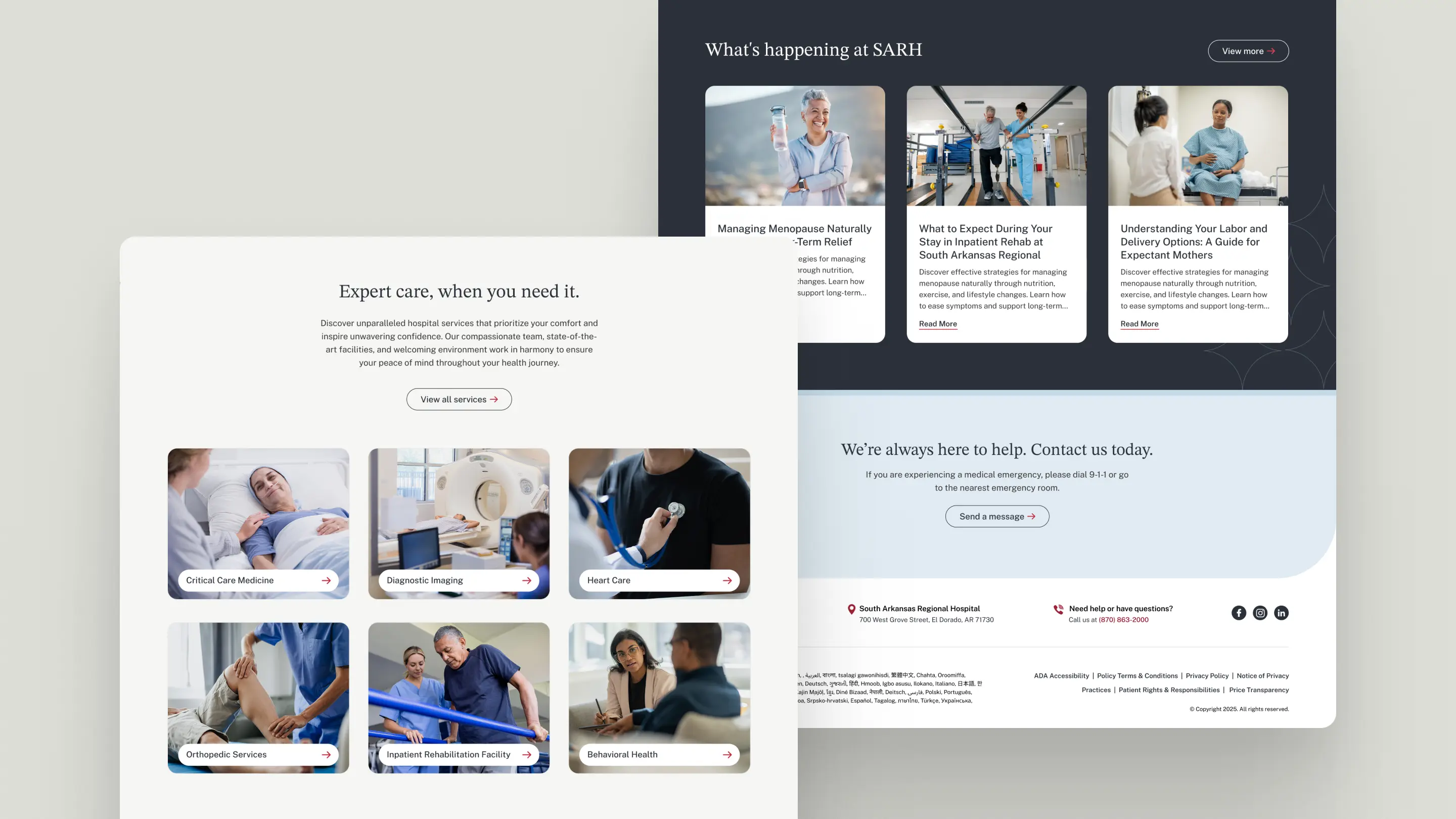 South Arkansas Regional Hospital web designs