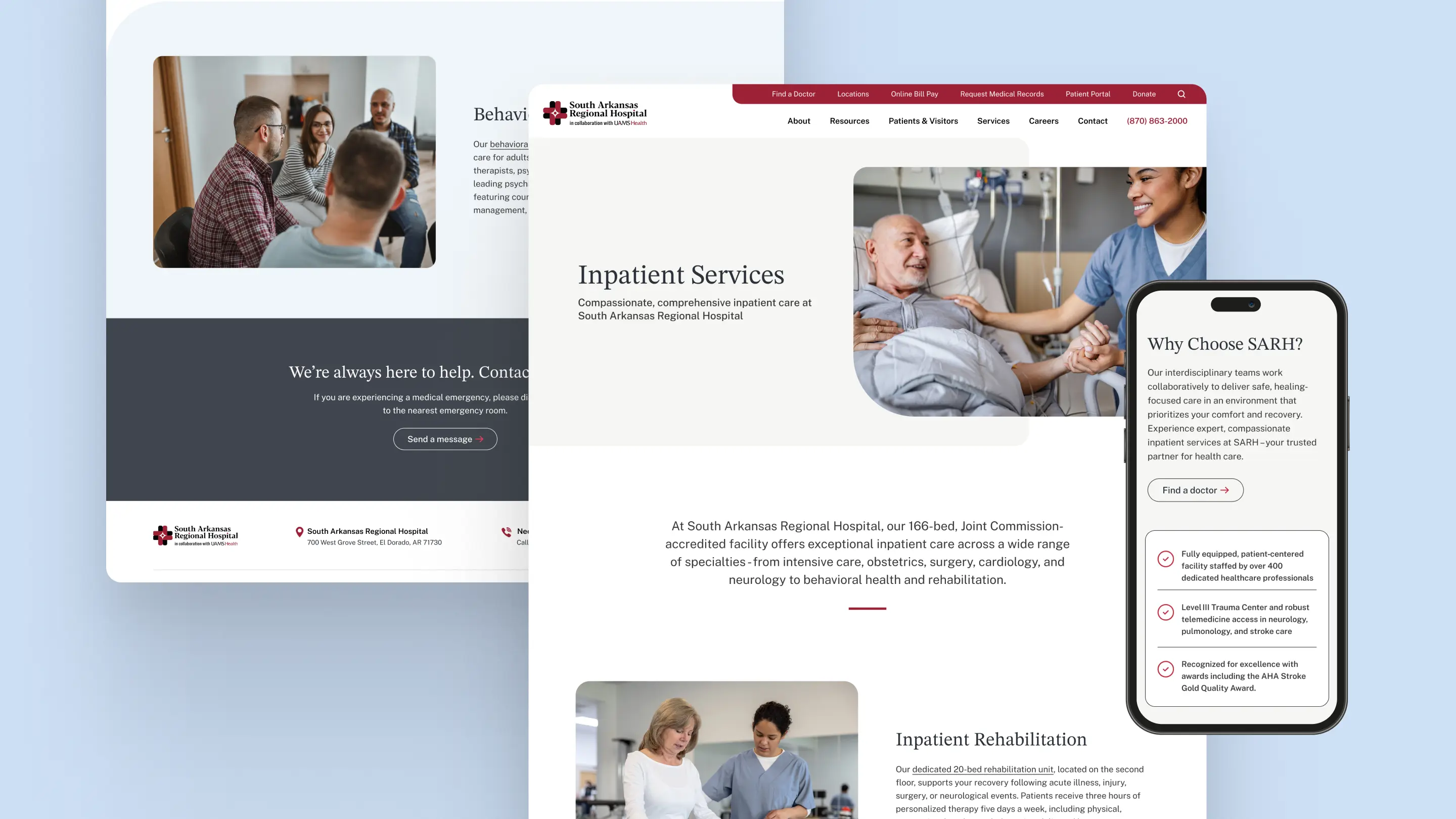 South Arkansas Regional Hospital web designs